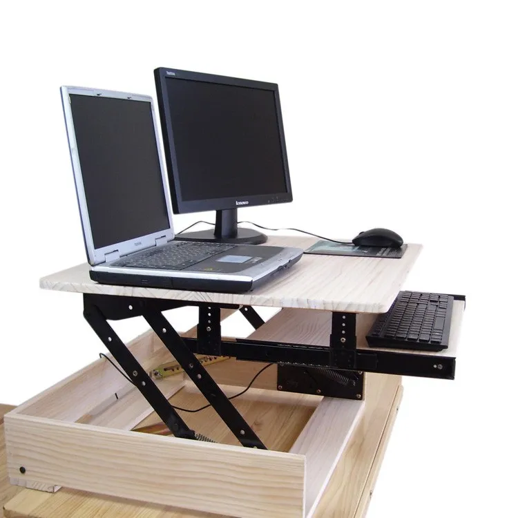 HPSL-2 натурального дерева Высота Регулируемый сидеть/подставка подъемный механизм стола ноутбук стол NotebookWith Strechable клавиатура лоток