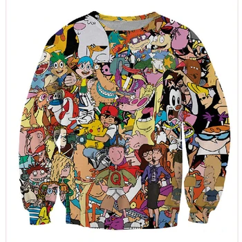 

2019 post 90s cartoon print 3d Sweatshirt men/women cartoon hoodies clothes moleton masculino SIZE XS-7XL Free shipping