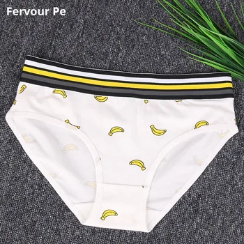 

Fervour pe woman Cotton Underwear Stretch Women Panties neutral Briefs Cartoon Banana Print Plus Size M-2XL A19035-2