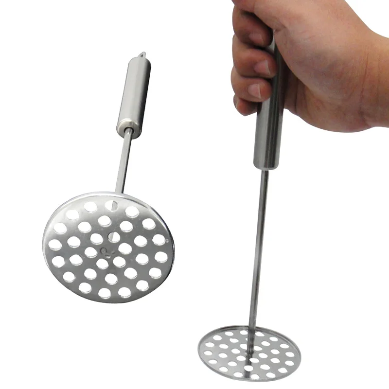 Stainless Steel Potato Masher Round Plate 32 Holes Manual Potato Mud