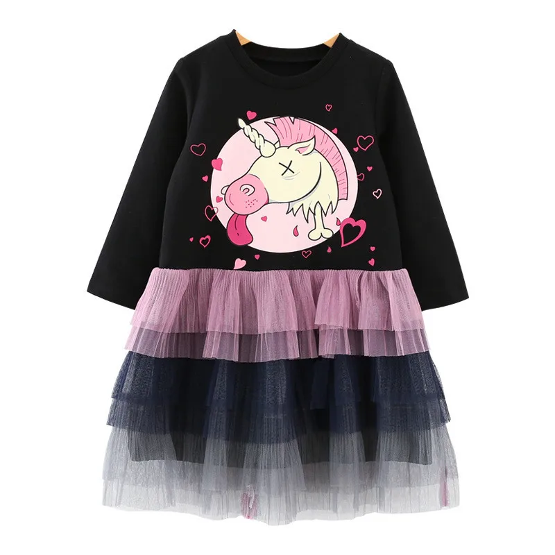 

Kids Dress for Girls Children Boutique Clothing Long Sleeve Girls Unicorn Dress Vestido Princess Girl Cartoon Tutu Dresses D0974