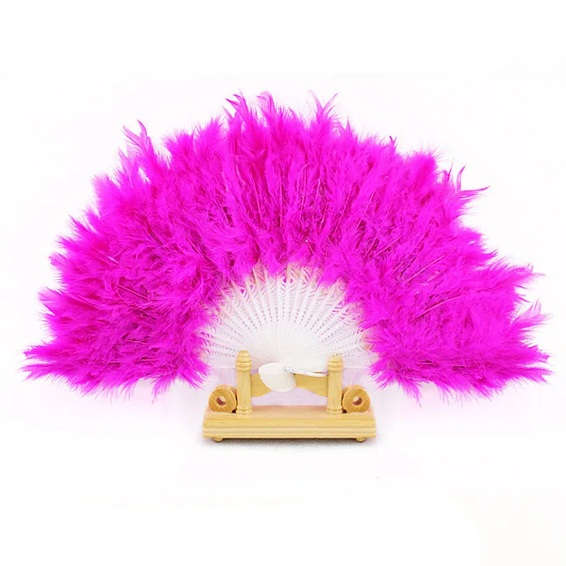 

Newest Nice color Feather Fan For Dance Props Hand Goose Feather Folding Fan Wedding Levert Dropshipping 10