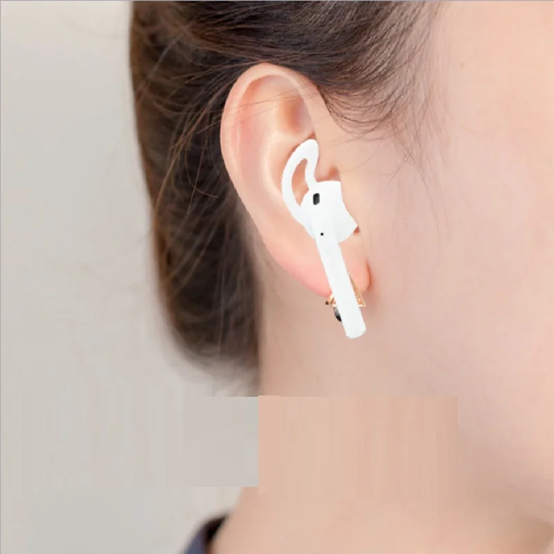 1 Pairs Airpods Earphone Case Cover Silicone Antislip Ear Hook Earbuds tips Caps for iPhone Earpads Earpods Eartips free shiping