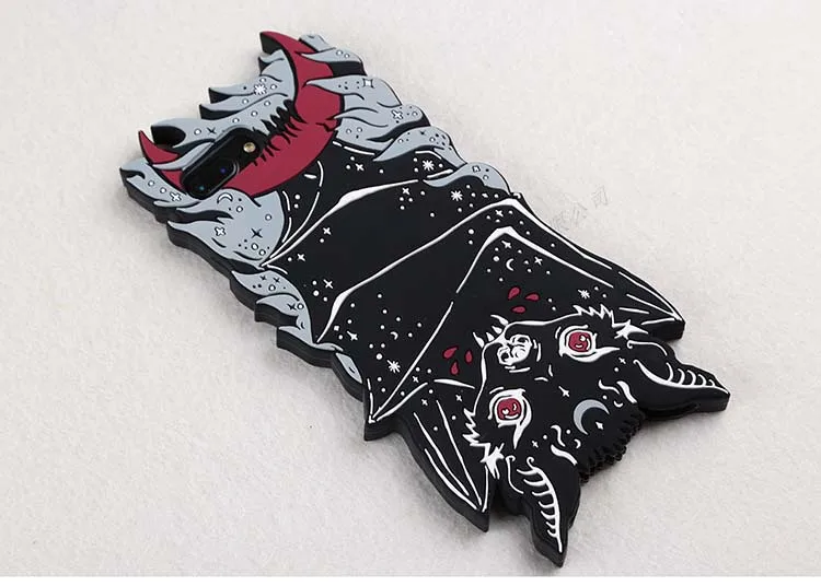 New Fashion 3D vampire bat soft silicone case cover For Iphone 6 6S plus 7 8 plus Hot cartoon animals monsters bat shell Cover