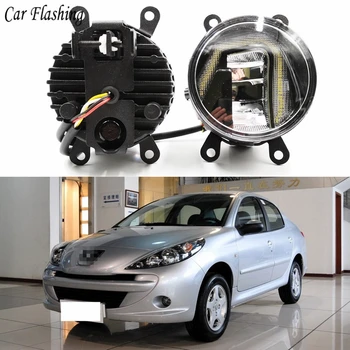 

3-IN-1 Functions Auto LED DRL Daytime Running Light Car Projector Fog Lamp with yellow signal For Peugeot 207 2009 - 2012 2013