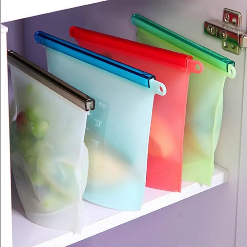 

1000ml 1500ml Silicone Fresh Bags Sealing Storage for Home Food Kitchen Organization Gadgets Cooking Tools Free Shipping