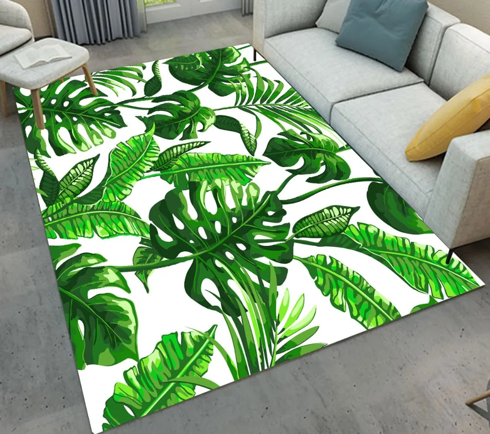 Toyvian Round Area Rug Floor Tropical Banana Palm Leaves Throw Rug Carpet for Home Office Living Room Bedroom