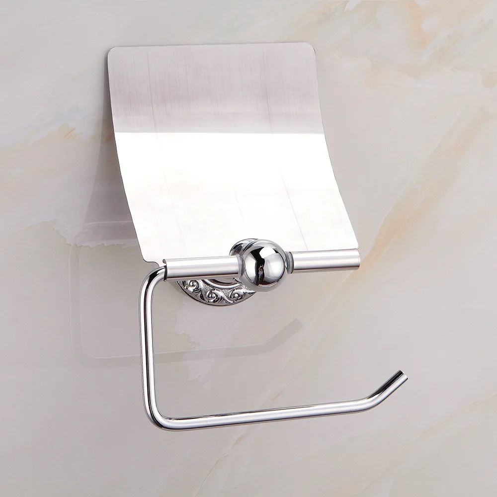 Silver toilet paper holder stainless steel carved toilet paper holder round base wall hanging bathroom hardware accessories