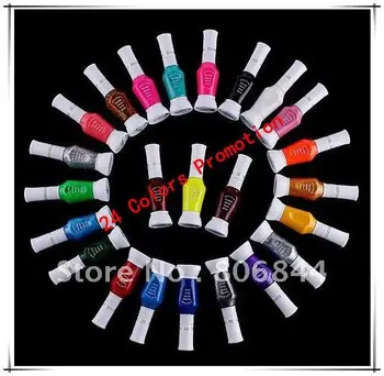 

HOT 24 Colors Two Way Nail Art Polish Brush & Pen Varnish Polish Set 24pcs/Set Optional Stamping Nail Art #WJ106