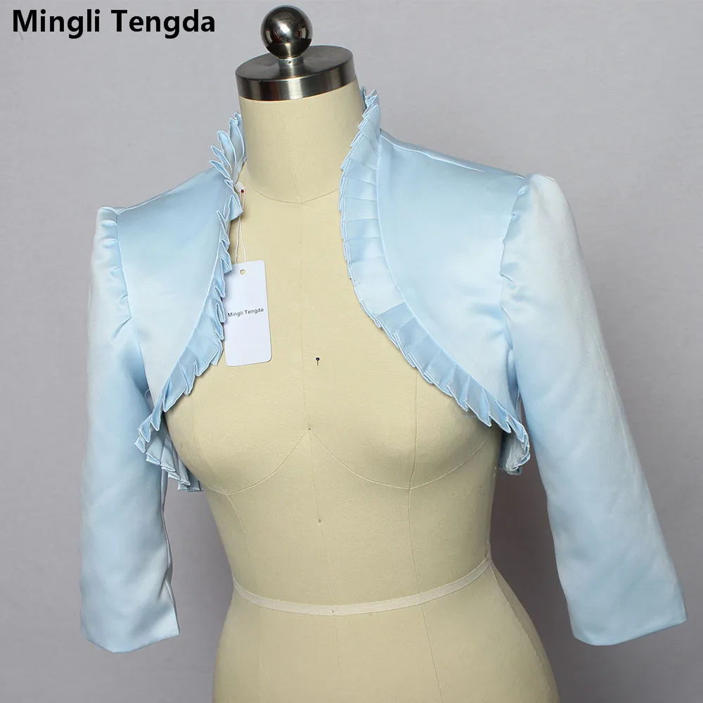 Wedding Shawl Mingli Tengda Wedding Bolero Wraps Bridal Jacket Cape 3/4 Sleeves Wavy Ruffle