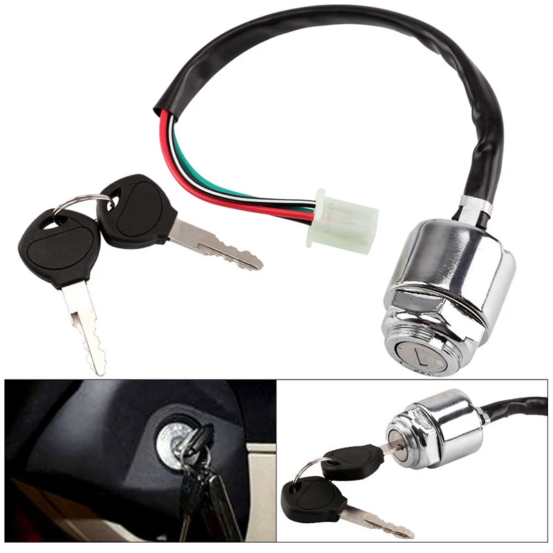 

New Universal Motorcycle Ignition Barrel Key Switch 4 Wire Quad On/Off Pit for Motorbike CSL2018