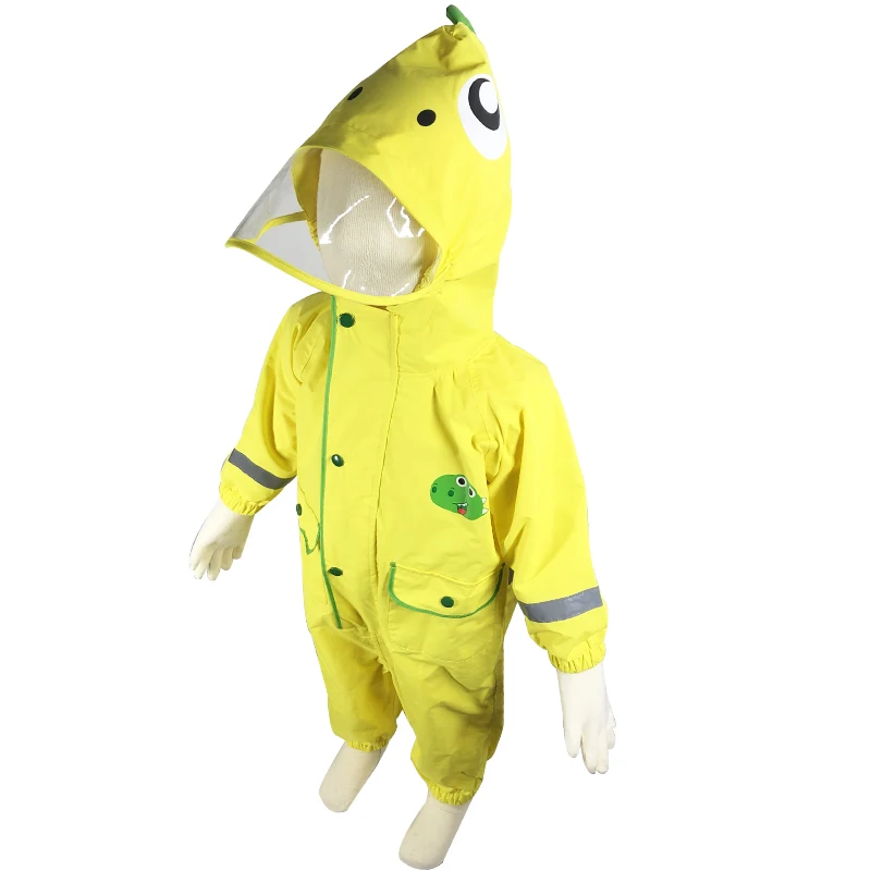 Детский плащ из полиэстера с милым динозавром; водонепроницаемый плащ-дождевик для улицы; детский спортивный костюм; ветрозащитная куртка-дождевик для мальчиков и девочек - Цвет: Цвет: желтый