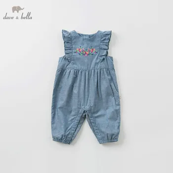 

DBM9588 dave bella spring new born baby print sleevelsess romper infant toddler jumpsuit children boutique romper 1 piece