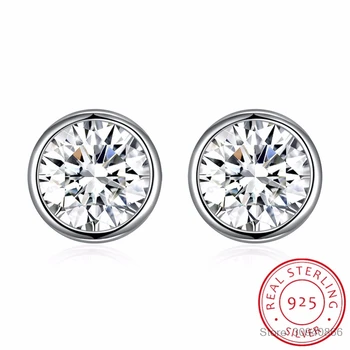 

LEKANI Crystals From Lekani Simple Round Stud Earrings S925 Silver For Women Girls Man Piercing Classic Fashion Accessories