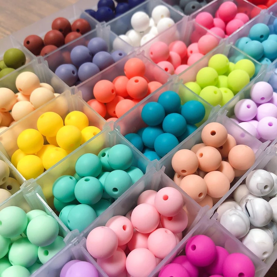Let's make Silicone Beads 36 Color Box 12mm Eco-friendly Sensory Teething Necklace Food Grade Silicone DIY Jewelry Baby Teethers