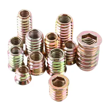 

20pcs/set M6 M8 Insert Furniture Nuts Hex Socket Carbon Steel Threaded Screw Fastener Hardware For Wood Furniture