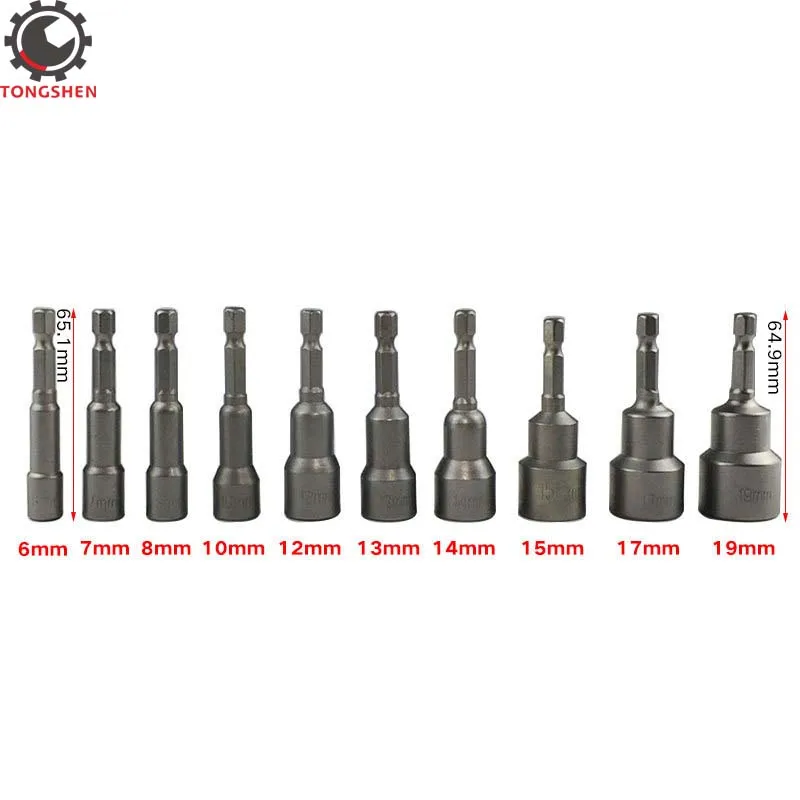 10pcs 1/4-Inch Hex Shank Magnetic Power Nut Setters Quick-Change Power Nut Driver Bit Set Magnetic Hex Nut Driver Master Kit 10pcs 1 4 inch hex shank magnetic power nut setters quick change power nut driver bit set magnetic hex nut driver master kit