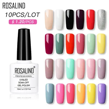 

(Choose 10) ROSALIND 10ML Gel Nail Polish Set Classic Color Soak off UV Nail Art Manicure Primer Nails Gel Polish Varnish Kit