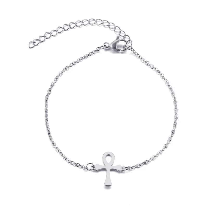 CACANA Stainless Steel Bracelet For Women Round Hole Cross Gold And Silver Color Pulseira Feminina Lover's Engagement Jewelry