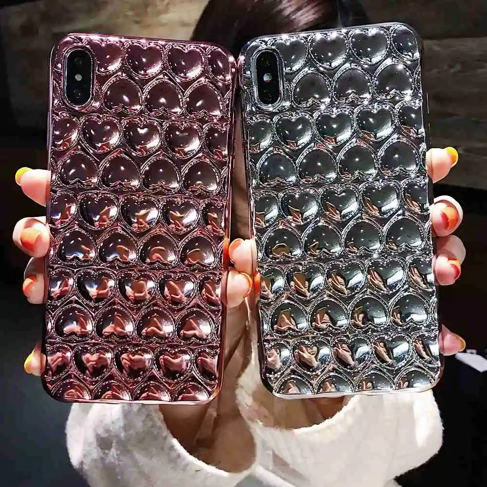 Милый чехол для телефона с сердцем iPhone 6 6s 7 8 plus милым покрытием Стильный X Xs MAX XR