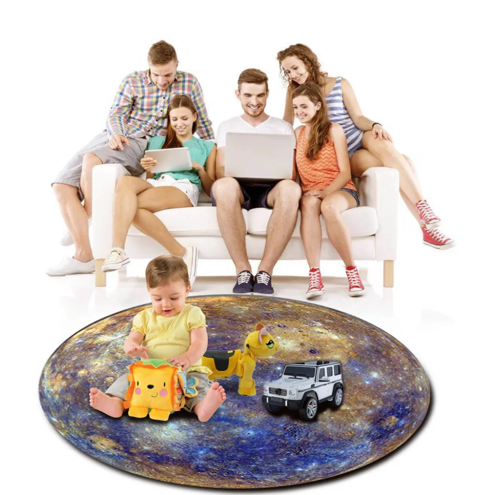 

Carpet 2019 new hot sale diameter 182cm solar system celestial flannel living room carpet decoration #4M06