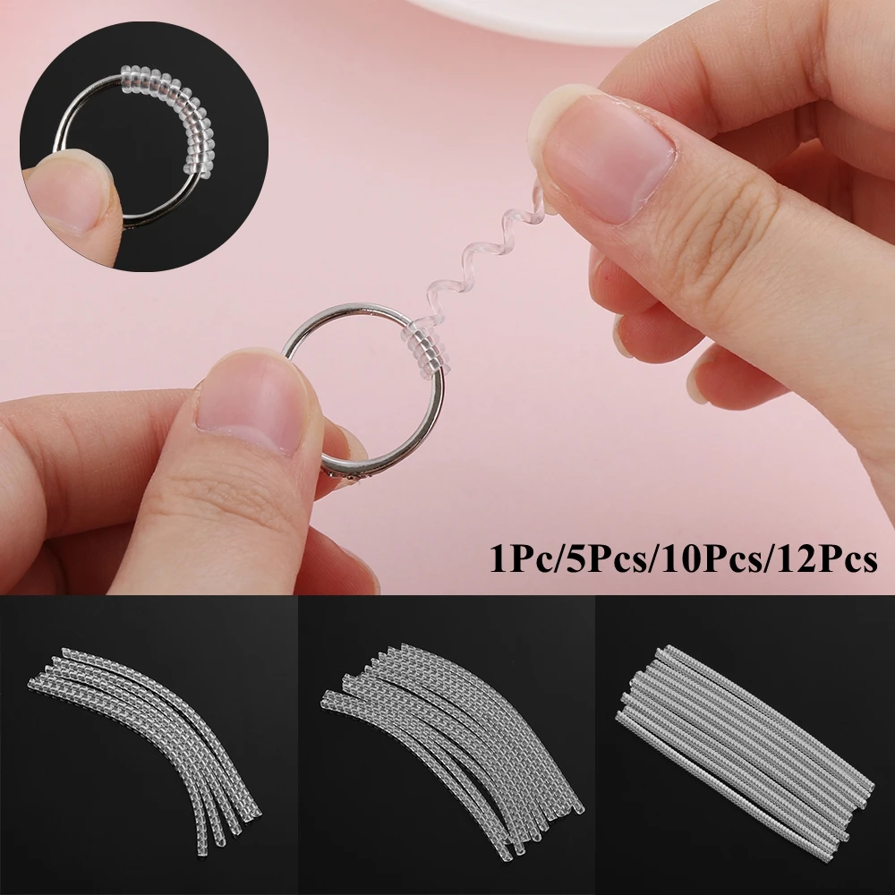 

1/5/10/12 Pcs Invisible Transparent Spiral Ring Size Adjuster Shell Hard Guard Tightener Reducer Resizing Tools Jewelry Parts