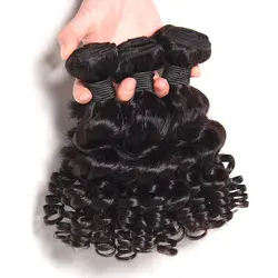 Fumi бразильские волосы надувные пучки волнистых волос с закрытием Remy природы человеческих волос Плетение 3 пучка с закрытием курчавые пряди
