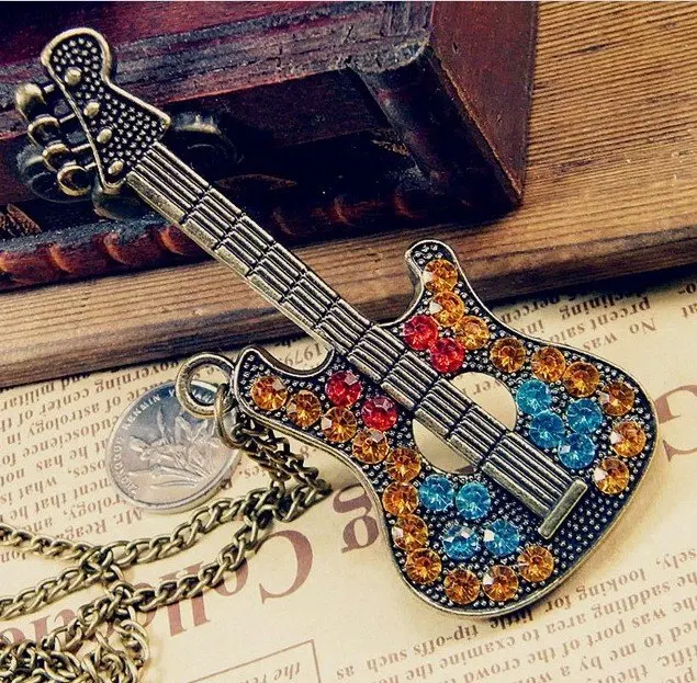Лидер продаж разноцветные стразы колье с кулоном гитара N109|necklace brand|necklace photonecklace