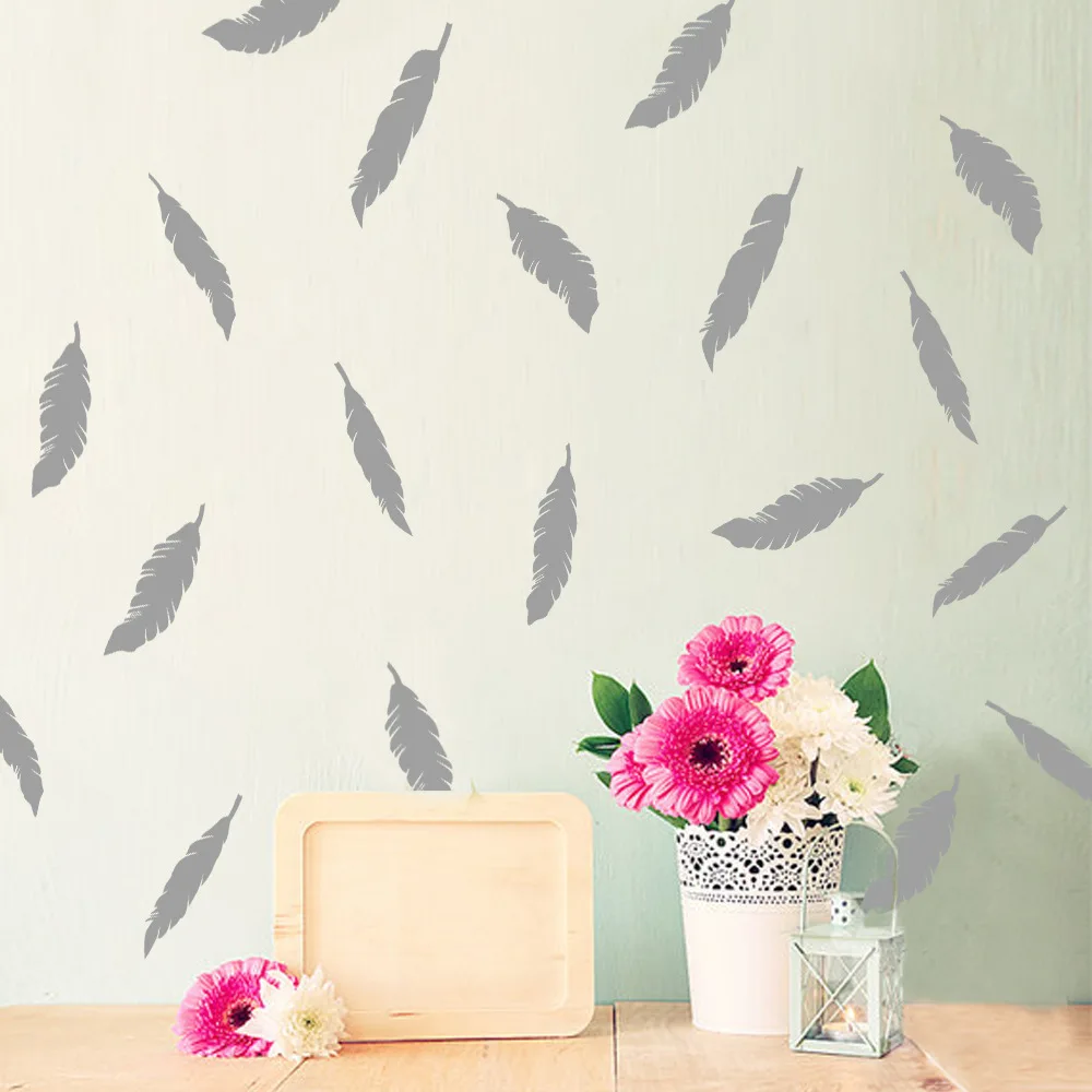 

Nordic Style Feather Art Wall Stickers Decor For Kids Rooms Boys Girls Bed Room Decoration Wall Decal Mural wallstickers