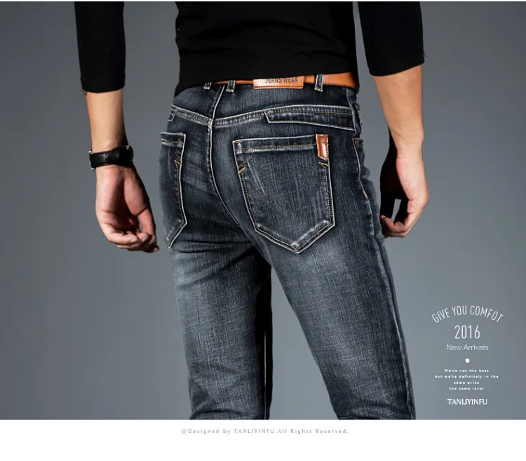 Новая мода четыре сезона джинсы Для мужчин Высококачественная брендовая одежда джинсовые брюки Тонкий Стретч Straight Для мужчин брюки