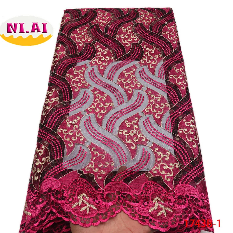 

Latest African Net Lace Fabric High Quality 2018 French Tulle Lace Fabric With Beads Nigerian Lace Fabrics For Wedding NA1743B-1