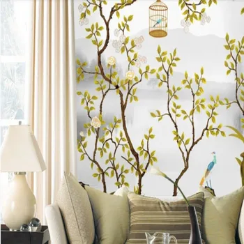 

Hand-painted flowers, birds, hand-painted murals, flowers and birds