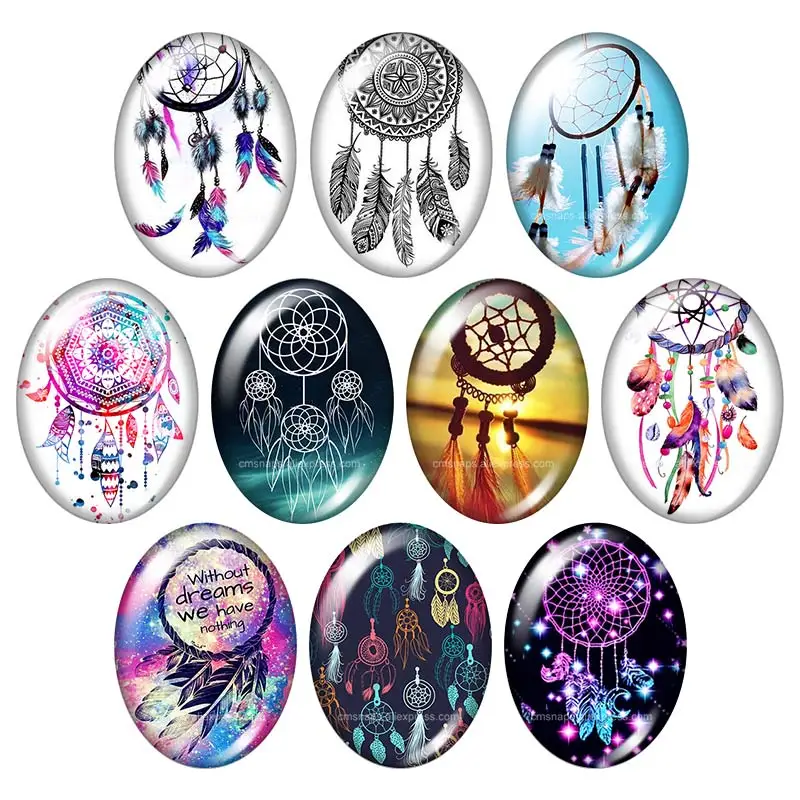 

Dream catchers Dream come true 13x18mm/18x25mm/30x40mm mixed Oval photo glass cabochon demo flat back Jewelry findings TB0012