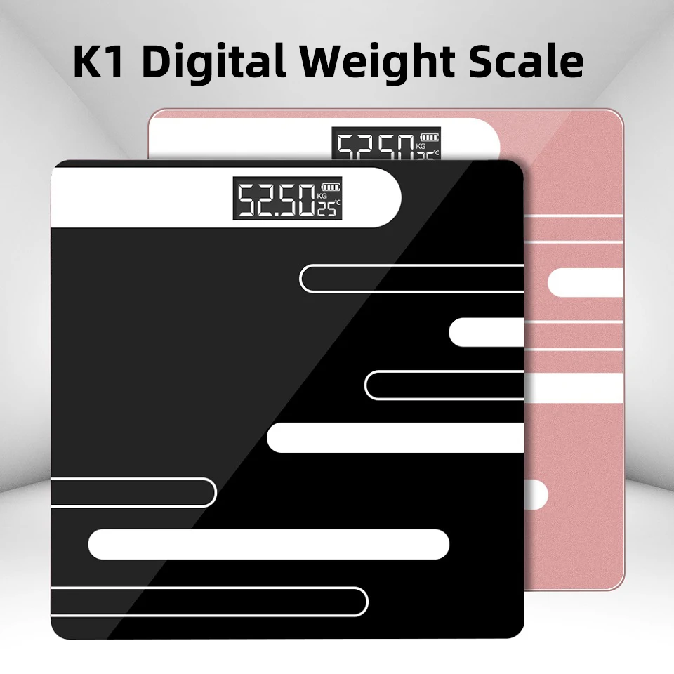 

K1 Digital Weight Scale LCD Screen Balance 0.1~180KG Batteries / USB Charging 260x260x21mm Toughened Glass Bathroom Weight Scale