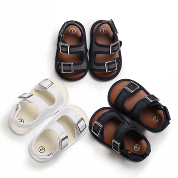 

Baby Shoes Summer Cute Baby Boys Breathable Anti-Slip Sandals Toddler Soft Soled Solid Print First Walkers