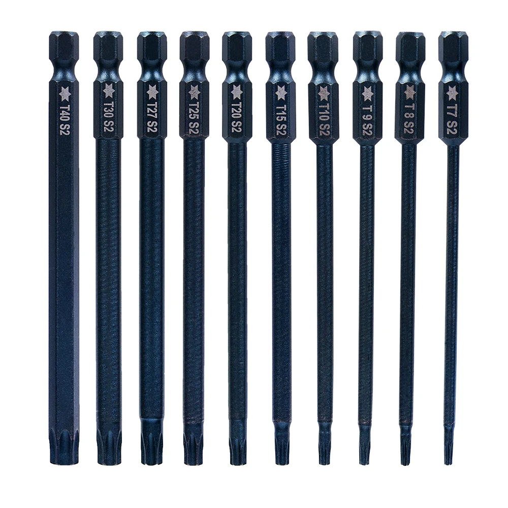 Tournevis de sécurité électrique hexagonal 1/4 pouces, 10 pièces, embouts de tournevis Torx magnétiques, jeu de perceuses avec trou, outil à main