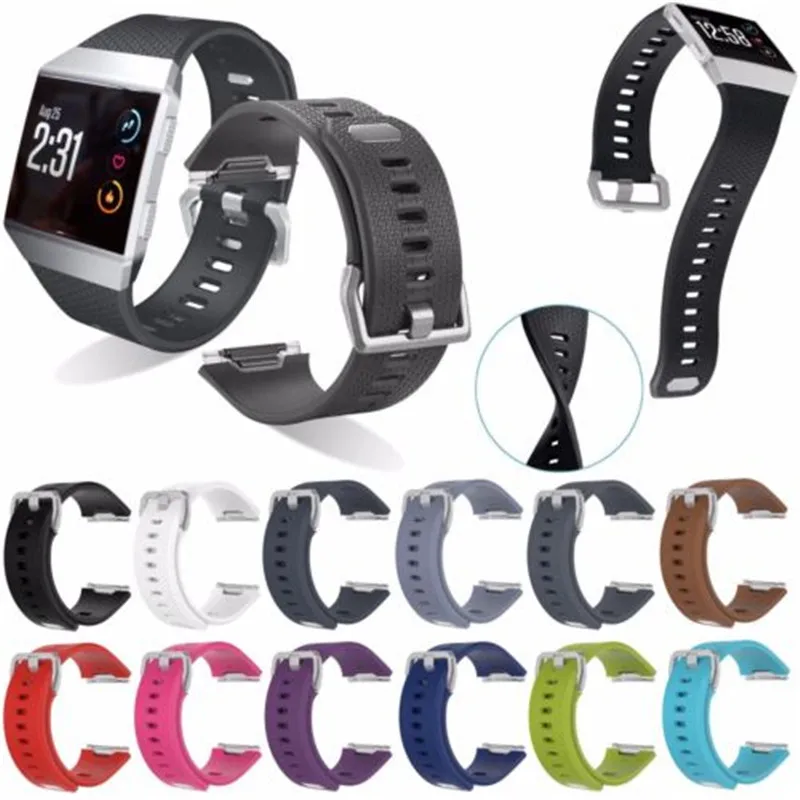 

New Soft Sport Silicone Replacement Strap For Fitbit ionic Smart Wristband Bracelet Watch Band With Stainless Steel Metal Clasp