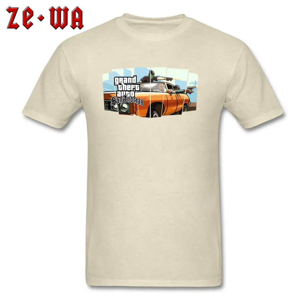 Fitted Men Top T-shirts grand theft auto san andreas825y T Shirt 100% Cotton Fabric Crewneck Short Sleeve Tops T Shirt Camisa grand theft auto san andreas825y beige