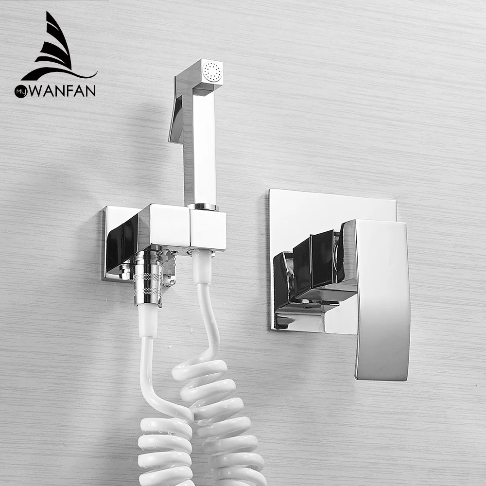 Baratos Ángulo de bidé de baño de cobre individual fría para baño ducha de inodoro PISTOLA DE PULVERIZACIÓN alimentada por soplado boquilla grifo de bidé accesorios de baño 811357L