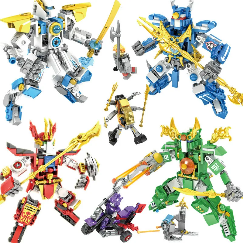 

4in1 New Ninjagoes Dragon Knight Transformation God Beast Building blocks compatible legoings sets Toys for children Gifts