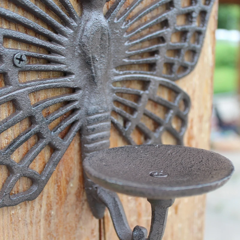 European Vintage Industrial Heavy Accents Hollow Butterfly Design Wall Decor Cast Iron Candle Holder European Vintage Industrial Heavy Accents Hollow Butterfly Design Wall Decor Cast Iron Candle Holder