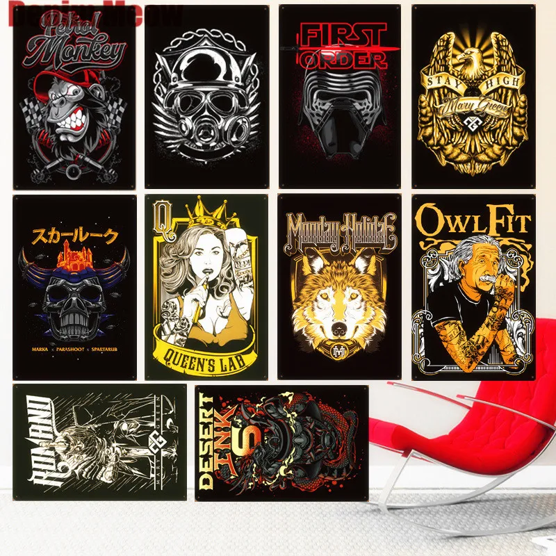 

Queen's Lab Vintage Metal Tin Signs Bar Pub Decorative Plates First Order Wall Sticker Monday Holidae Iron Art Poster Home Decor