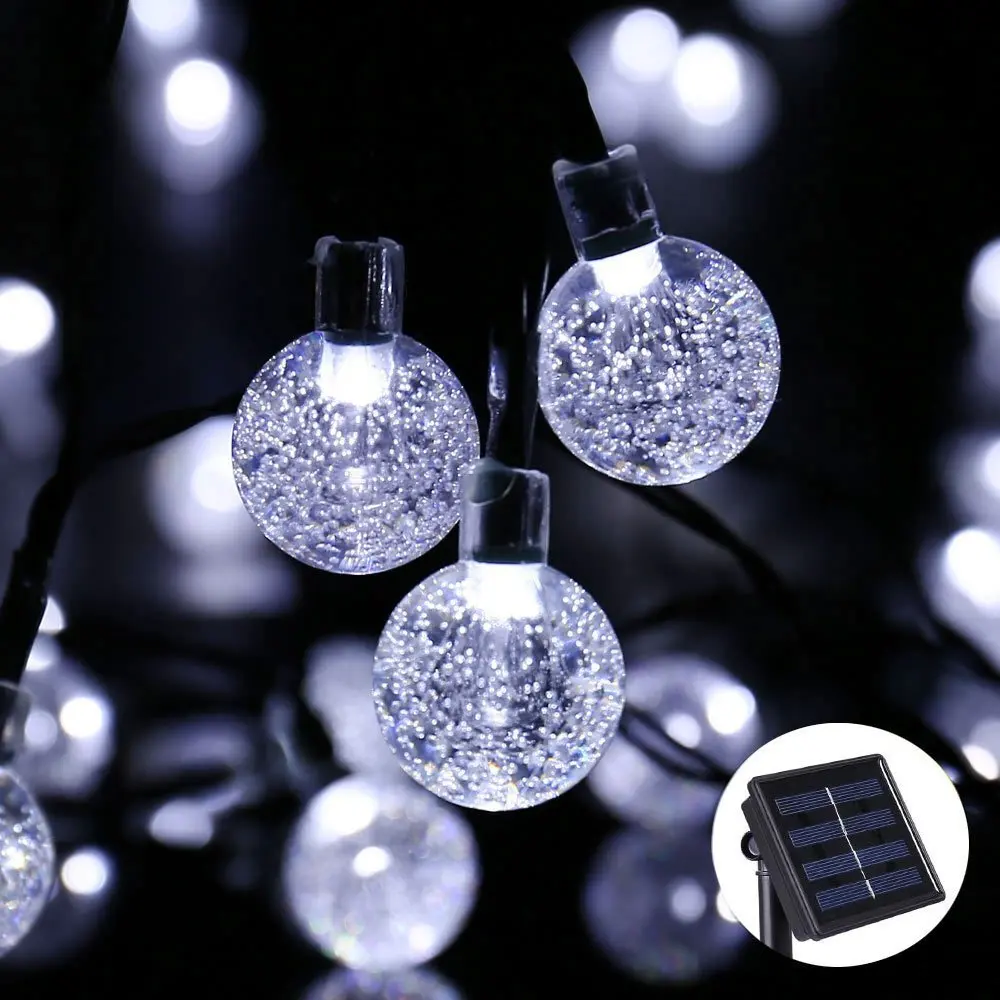 Solar Powered String Lights Outdoor Globe Christmas Light