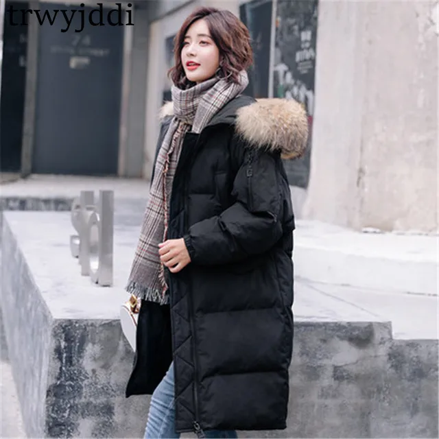 Girls Coats Jacket 2018 Winter Korean Women Hooded Coat Thick Down ...