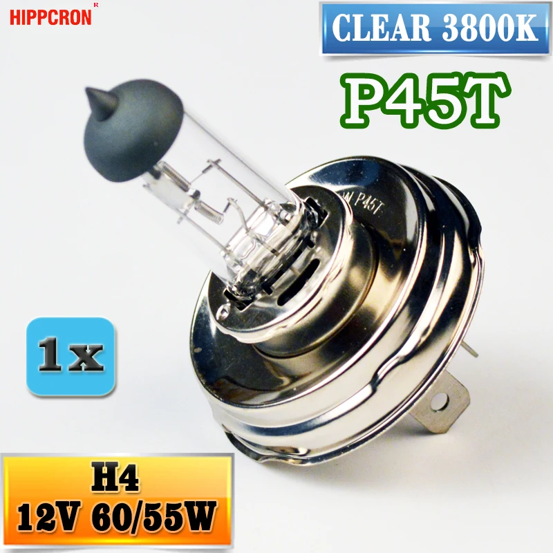 Hippcron H4 P45T 12 в 60/55 Вт 1 шт. 3800K прозрачные стеклянные фары галогеновые автомобильные