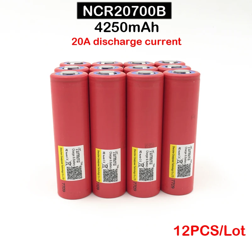 

20700 battery for SANYO 20700B 4250mAh NCR20700B high rate battery cell 20A 20700 power tool and vape mod 12pc