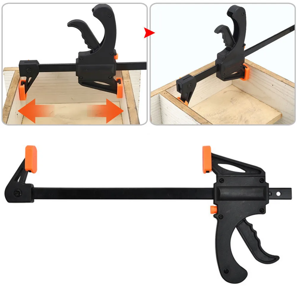 

2Pcs/set Adjustable Woodwork Kit 4 Inch Speedy Woodworking Bar F-Clamp Plastic Woodworking Tool