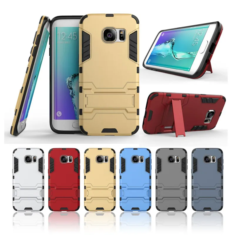 S7 Edge Case Cover Armor Hybrid Kickstand Shockproof Back Cases for