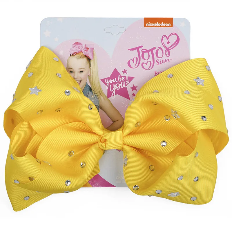 

8" Large Hair Clip Bows Handmade Hairpin Rhinestone Ribbon Bowknot Hair Grips Fashion Hair Accessories for Girls