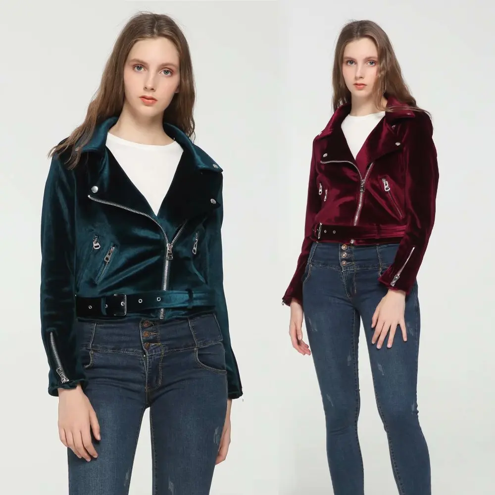 

2018 New Women Red Blue Soft Velvet Jackets Ladies loose Long Sleeve Luxury Streetwear Warm Epaulet Solid Outerwear Coat Zipper